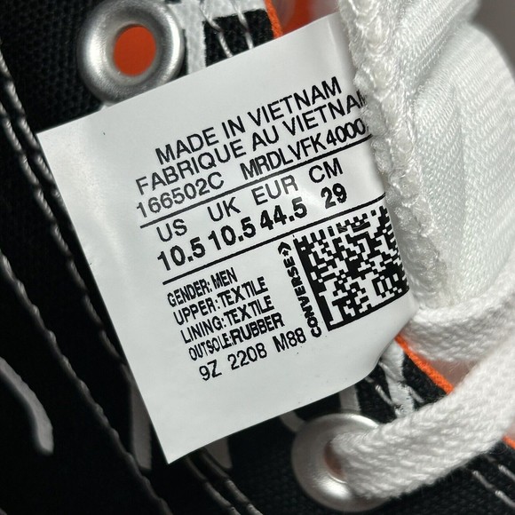 Converse Men's UNT1TL3D High Top " Not A Chuck " Black White Size 10.5 166502C - Picture 13 of 14